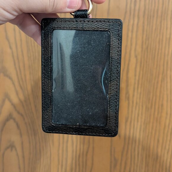 Coach ID Case/Card Holder with Signature Canvas Dark Brown/Black Logo - Picture 3 of 4